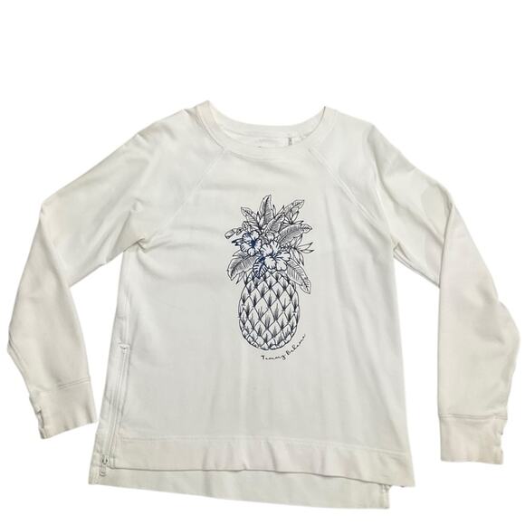 Tommy Bahama White Long Sleeve Top with Pineapple Sequin Design Size Small - Picture 1 of 11